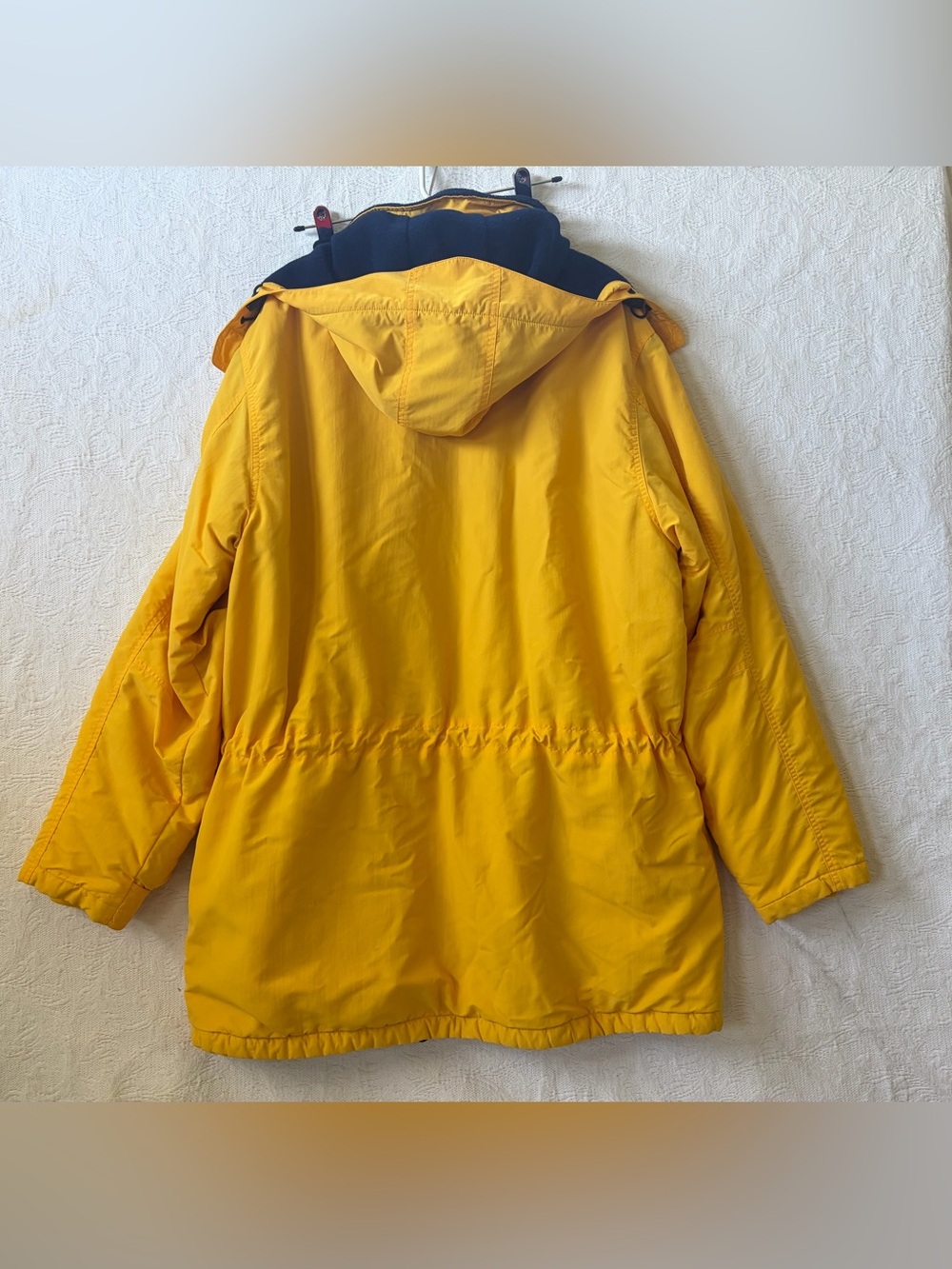 Vintage Land's End Mens Yellow Parka Squall Jacket With Detachable Hood Size XL - Picture 3 of 12